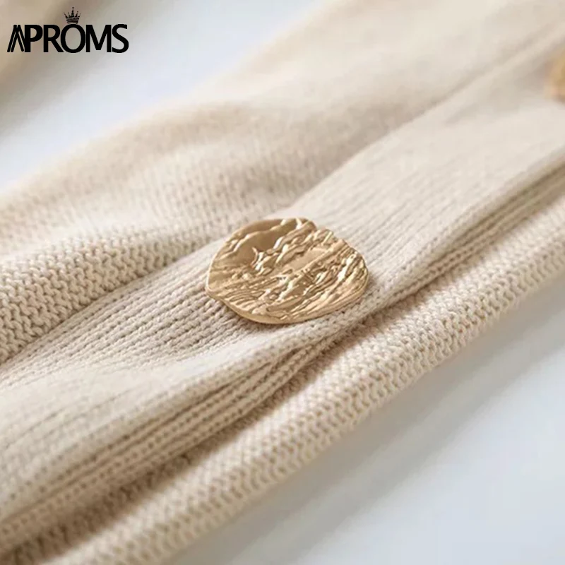 Aproms, элегантное платье-свитер с открытыми плечами и длинным рукавом, Женское зимнее свободное платье с поясом и бантом, однотонное платье