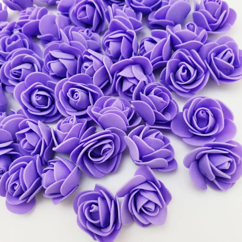 (50pcs/pack) 3cm Width Foam Rose Head Handmade Wedding Home Decoration Party Gift Box Artificial Flowers Supplies Wreath Craft