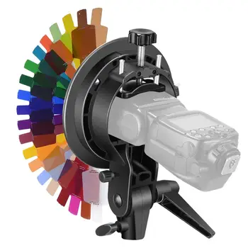 

Neewer S-Type Bracket Holder with Bowens Mount, 20 Pieces 2.5x5.5 inches Flash Color Gel Lighting Filter Kit for Canon Nikon