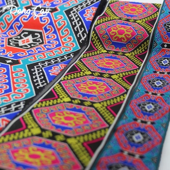 

DONGCAI 2yard/lot singal face wide Jacquard Ribbon Geometry is gorgeous accessories belt ribbon colorful belt lace