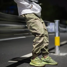 DUYOU, штаны-шаровары с боковыми карманами, мужские брюки-карго, повседневные мужские штаны с эластичной резинкой на талии, высокое качество, рваные спортивные штаны для бега