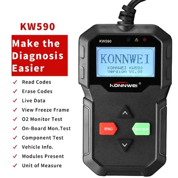 

2019 Diagnostic Tool KONNWEI KW590 Car Code Reader automotive OBD2 Scanner Support Multi-Brands Cars&languages Free Shipping