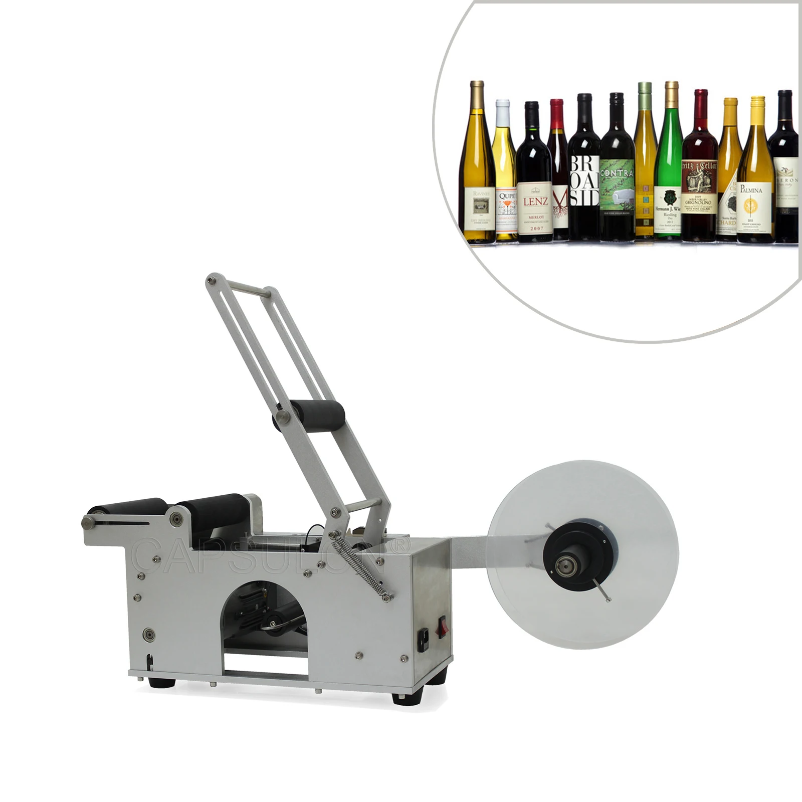 (110V/60HZ) Round Bottle Labeling Machine,  table type semi-automatic Labeling Machine for Round Bottles MT-50  CapsulCN,