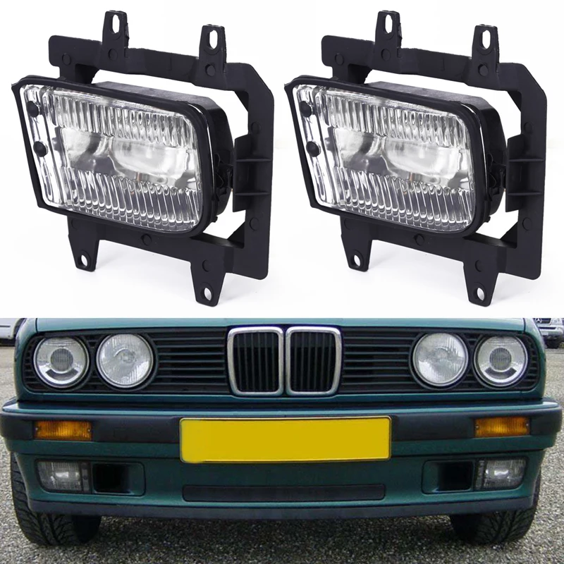 

2pcs Set Pair Front Bumper Clear Fog Lights For BMW E30 318i 320 325i 1982to1994