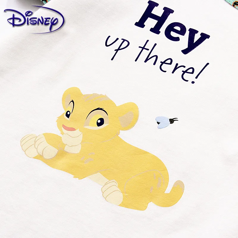 Disney Лев футболка King новая футболка на лето с коротким рукавом для мальчиков, Повседневная футболка, детские штаны с заниженным шаговым швом в европейском и американском стиле