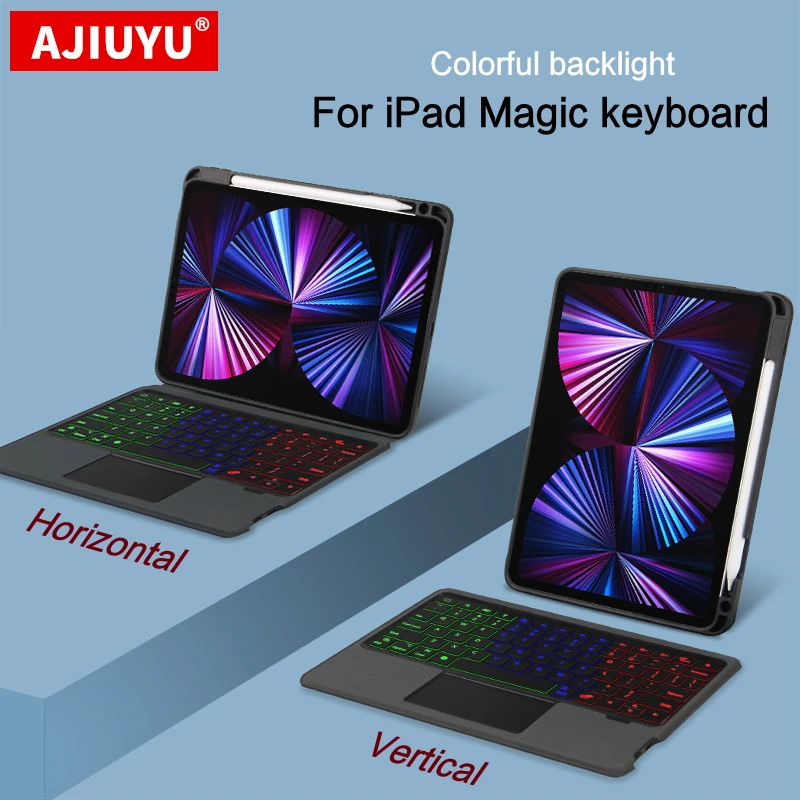 AJIUYU Magic Keyboard For iPad Pro 11 Inch 12.9 3th 10.5 10.2 2021 2020 Air  4th Case Touch Wireless Backlight Tablet Smart Cover