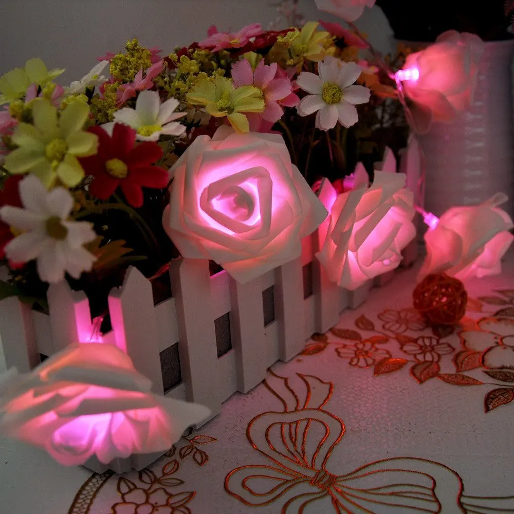 20LED светильник, лампа в виде Розы, батарея, для рождества, свадьбы, вечеринки, домашнего декора