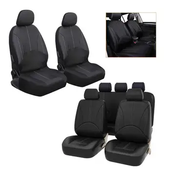 

1PC 2PCS 5PCS/Set Universal Car Seat Covers Leather Seat Cushion Wear Resistant Black Cover Automotive Accessories