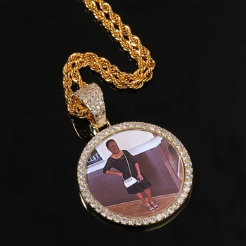 

Fashion Hip-hop Creative Custom Photo Pendant Copper Inlaid Zircon Solid Wild DIY Creative Photo Necklace Unisex