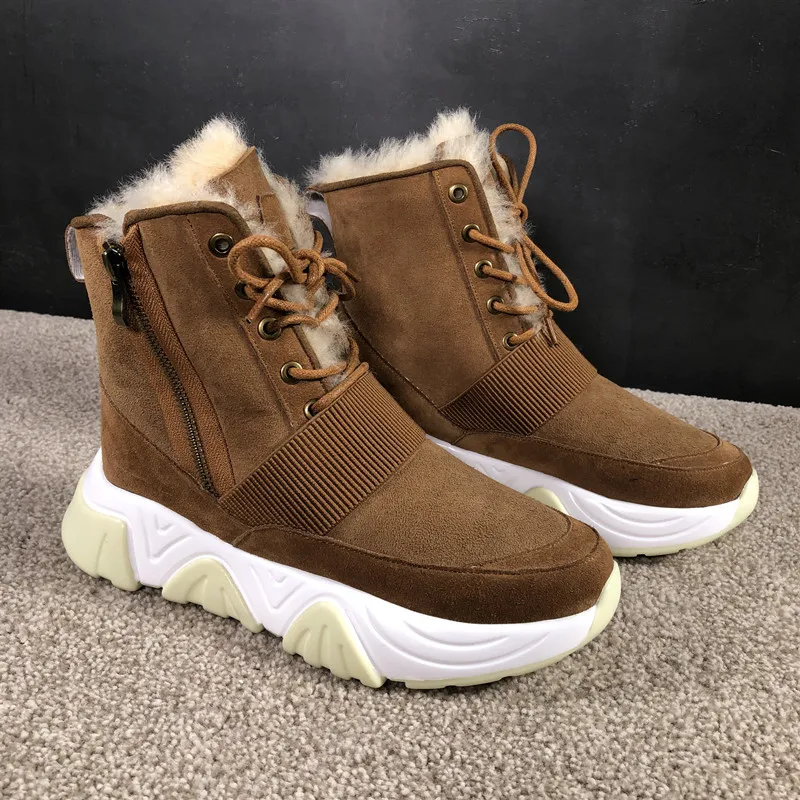 

Botas Winter Mujer Shearling Snow Boots Women Platform Ankle Boots Lace Up Shoes Woman Botas Feminina Casual Chaussures Femme