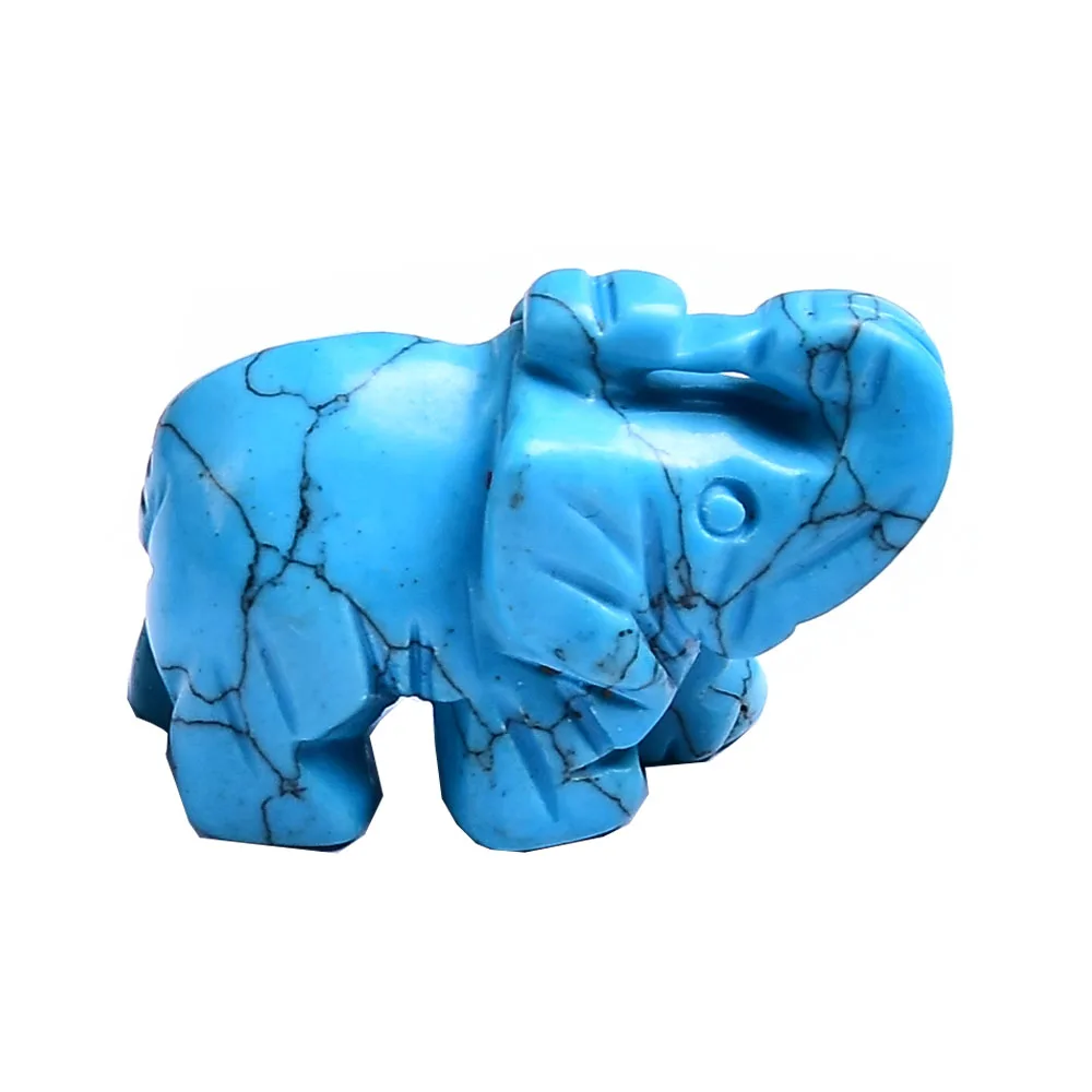 Turquoioses 1 шт., натуральный кристалл, розовый кварц, слон, аметист, обсидиан, животные, изделия из камня, маленькие украшения, домашний декор, рождественский подарок - Цвет: Turquoioses