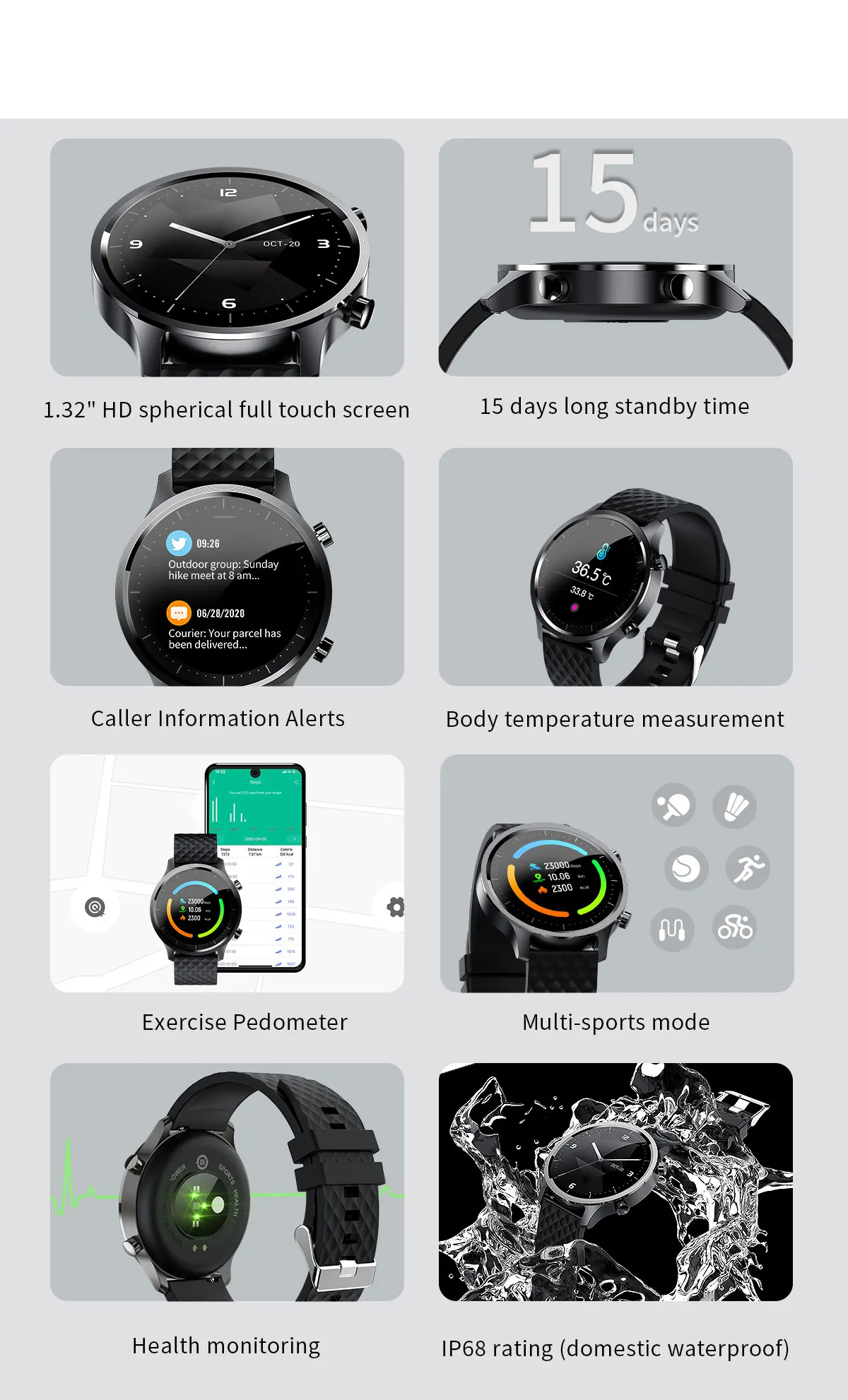 P30 2021 NEW Smart Watch Men 3D Spherical Full Touch Screen Fitness Watches For Men Temperature Heart Rate Monitor  Android ios