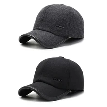 Лидер продаж, зимняя бейсболка для мужчин с ушанками, теплая хлопковая утолщенная бейсболка, мужские шапки для отца, защитная Кепка для ушей