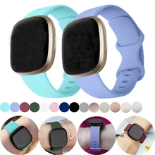 

Watch Band for Fitbit Versa 3 Strap Silicone Wristband Replacement for Fitbit Sense Bracelet Correa Accessories Rose Gold Silver
