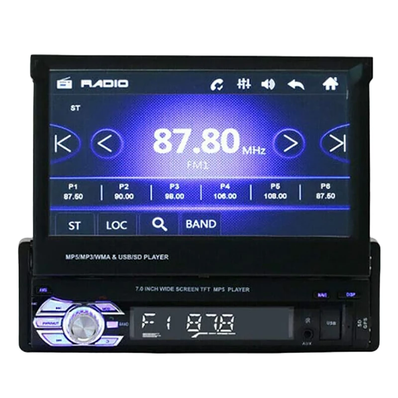 Автомобильный стерео MP5 плеер 7 дюймов выдвижной пресс Sn Sup порт 1080P USB Bluetooth AUX FM/AM