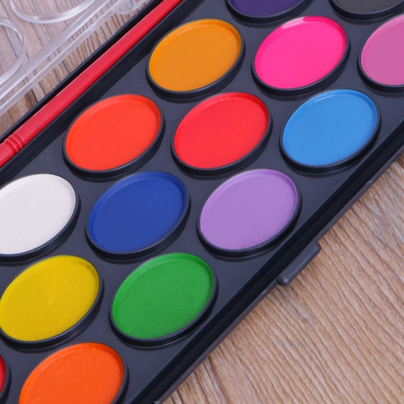 16Pcs Watercolor Palette Brush Set Painting Tray Craft Drawing Art Mini Kid Gift pigment powder
