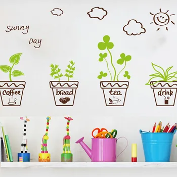

Decorative Sticker Self-adhesive Window Glass Door Wall Sticker Home Garden Plant Flowers Pot Skirting Decoration Decals