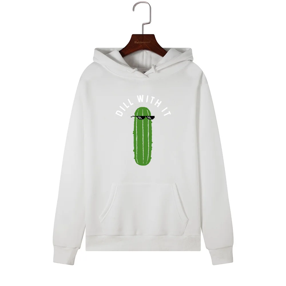 SINGRAIN Vegan Cucumber женские толстовки повседневные Большие размеры Эстетическая толстовка с капюшоном kpop уличная забавная Толстовка с принтом Cuke - Цвет: white