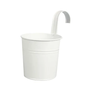 

8 Pcs Hanging Flower Pots Iron Bucket Planter For Railing Fence Balcony Garden Home Decoration Flower Holders