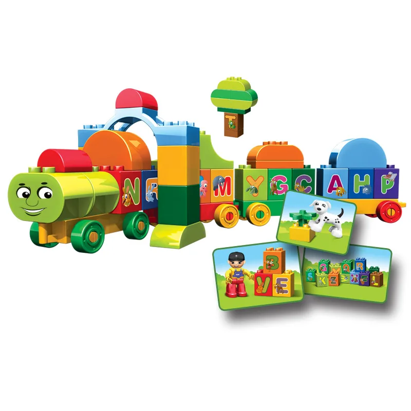 

Children'S Educational Large Particles Lettered Train Building Blocks ENLIGHTEN Assembled Building Blocks Plastic Toy