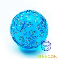 Bescon Translucent Blue Polyhedral Dice 100 Sides Dice, Transparent D100 die, 100 Sided Cube, D100 Game Dice,100-Sided Cube 2