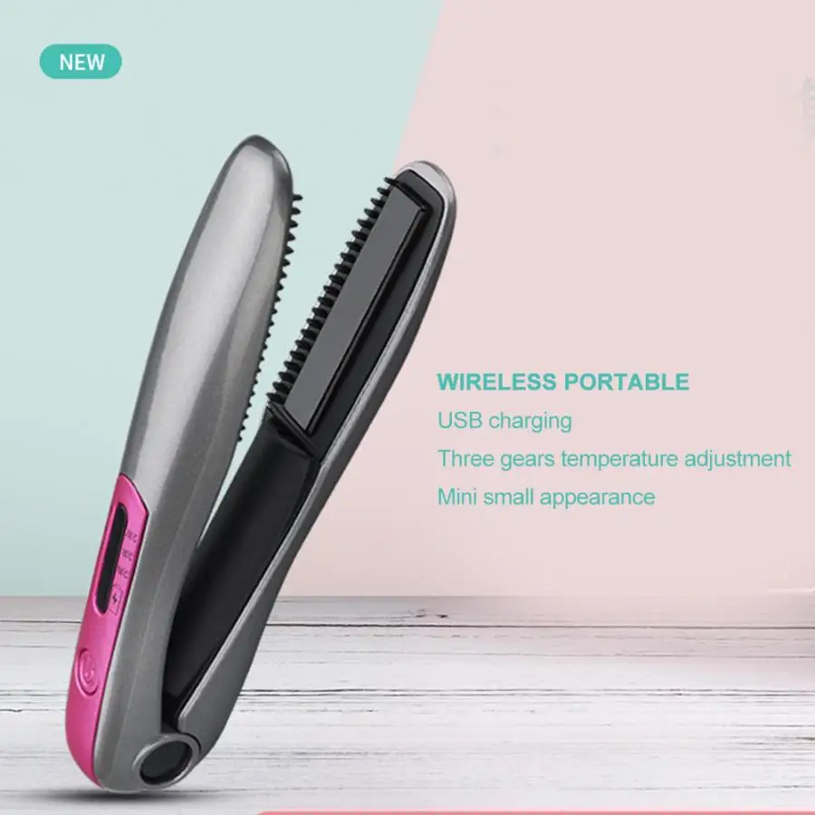 USB Rechargeable Portable Mini Electric Curler Hair Straightener Hair Styling Tool Hair Salon Accessories