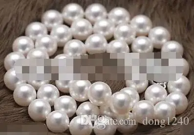 

Natural 9-10mm South Sea white pearl necklace 18 "silver clasp
