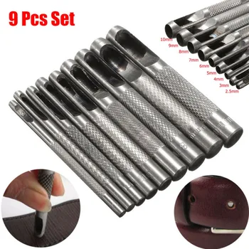 

9Pcs 2.5-10mm Hollow Hole Punch Set For Leather Craft Belt Paper Canvas Clothes Punching Tool DIY Leathercraft Puncher