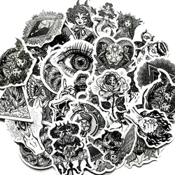 Black and White Gothic Sticker Set for Personalized DIY Decor (50pcs)