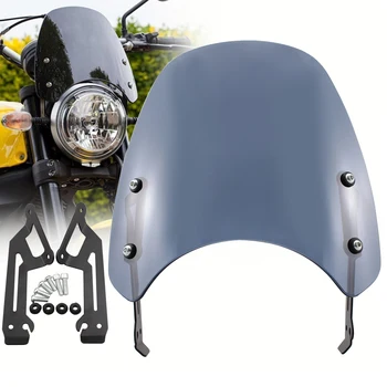 

Motorcycle Smoke Windscreen Windshield Fly Screen with Holder For DUCATI Scrambler 400 800 2015-