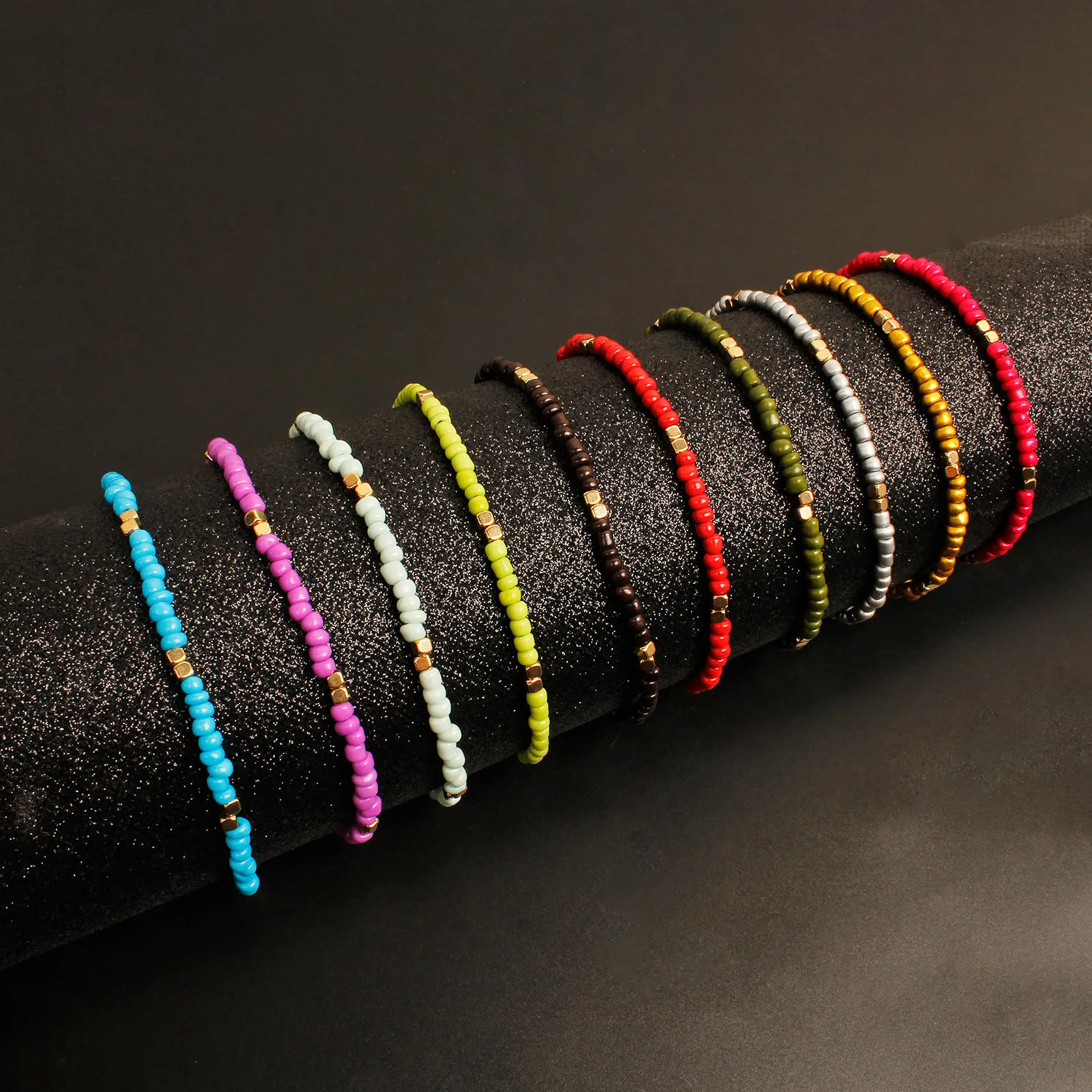 Beads Anklet Bohemian Colorful Glass Beaded Anklet For Women Handmade 21cm 1 Piece