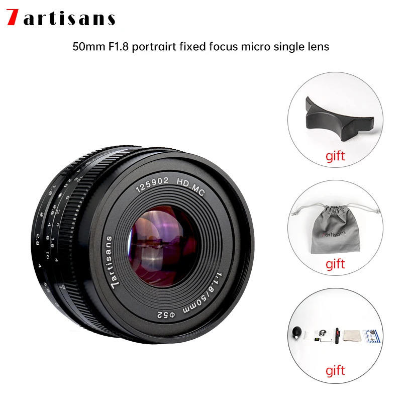 7artisans 50 мм f1.8 объектив с широкой диафрагмой и портрет ручная фокусировка микро