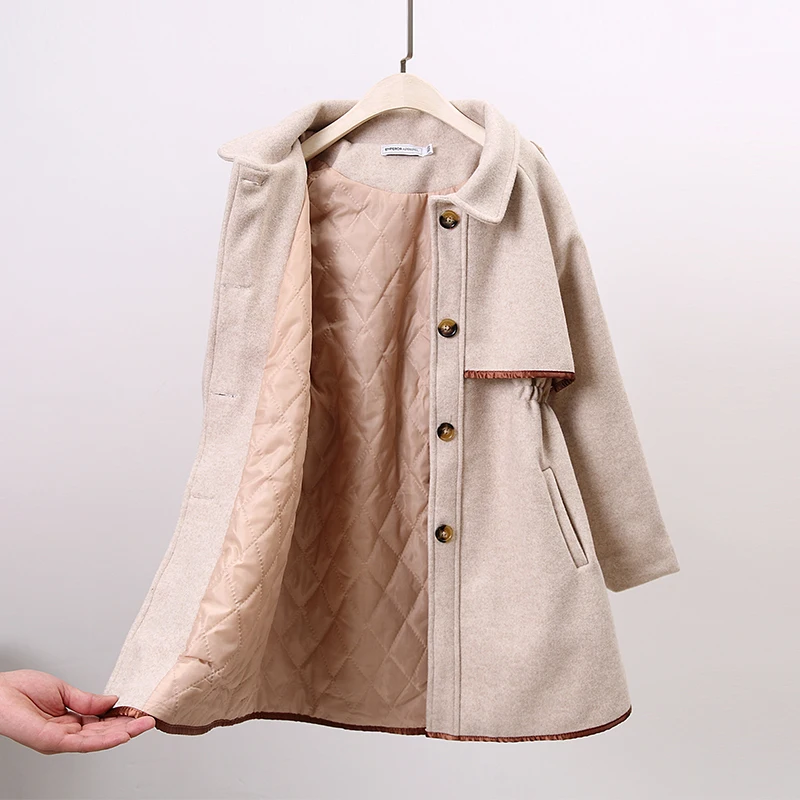 

Girls' long woolen coat children's British coat