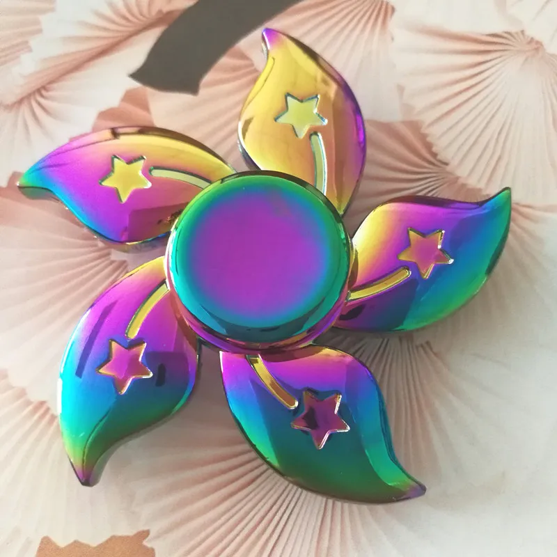 Красочные Bauhinia Спиннер для взрослых и детей, Повседневная декомпрессионная игрушка из сплава, ручной Спиннер плюс
