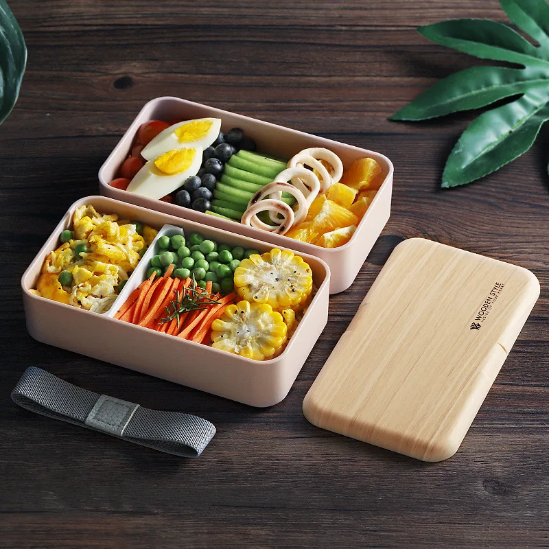 

Wooden Bento Box Lunch Box Double Adult Student Lunch Box Bound Sushi Box