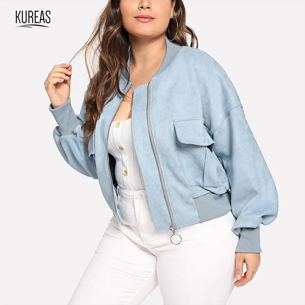 

Kureas Jackets and Coats Plus Size Women Casual Suede Jacket Autumn Female Warm Zipper Outwear XL-4XL