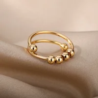 Balls Beads Rings for Women Stainless Steel Rotate Freely Anti Stress Anxiety Ring 2023 Antistress Spiral Bead Rotate Jewlery - Image 4