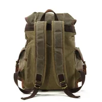 Vintage Canvas Backpacks for Men Laptop Daypacks Waterproof Rucksacks Large Waxed Mountaineering Travel Pack vintage backpack 5