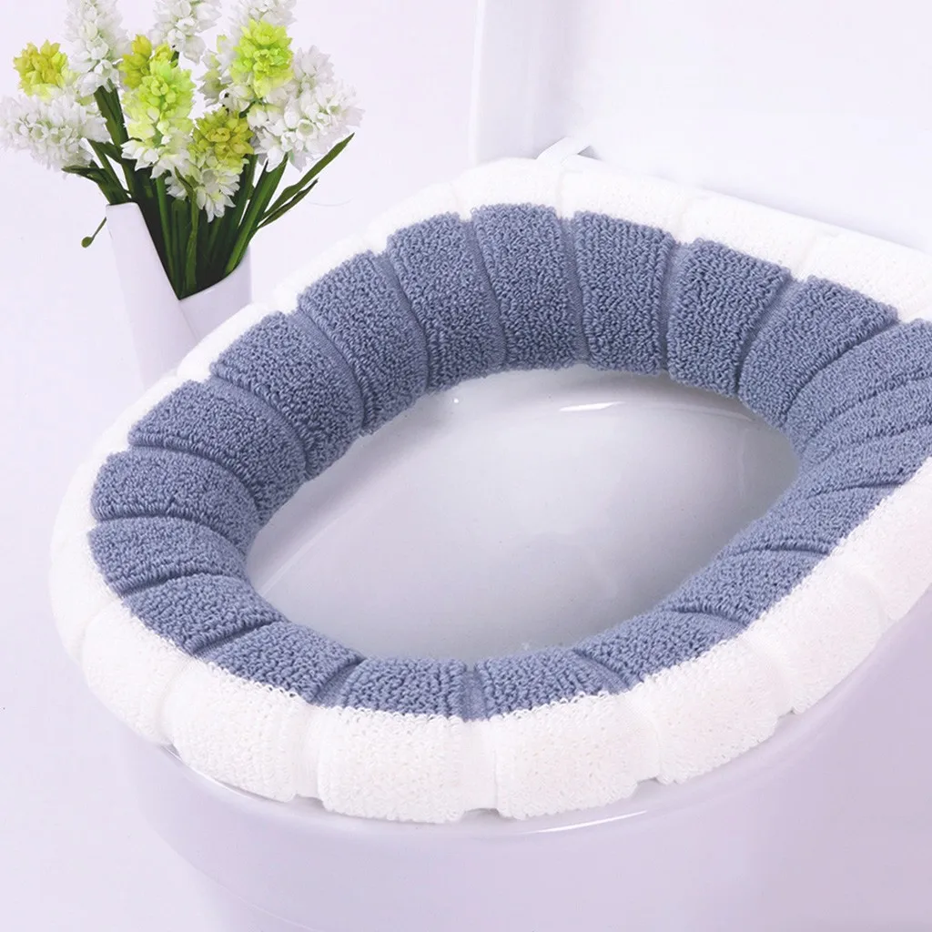 New Winter Comfortable Soft Heated Washable Toilet Seat Mat Set Bathroom Accessories Interior For Home Decor Closestool Mat - Цвет: H