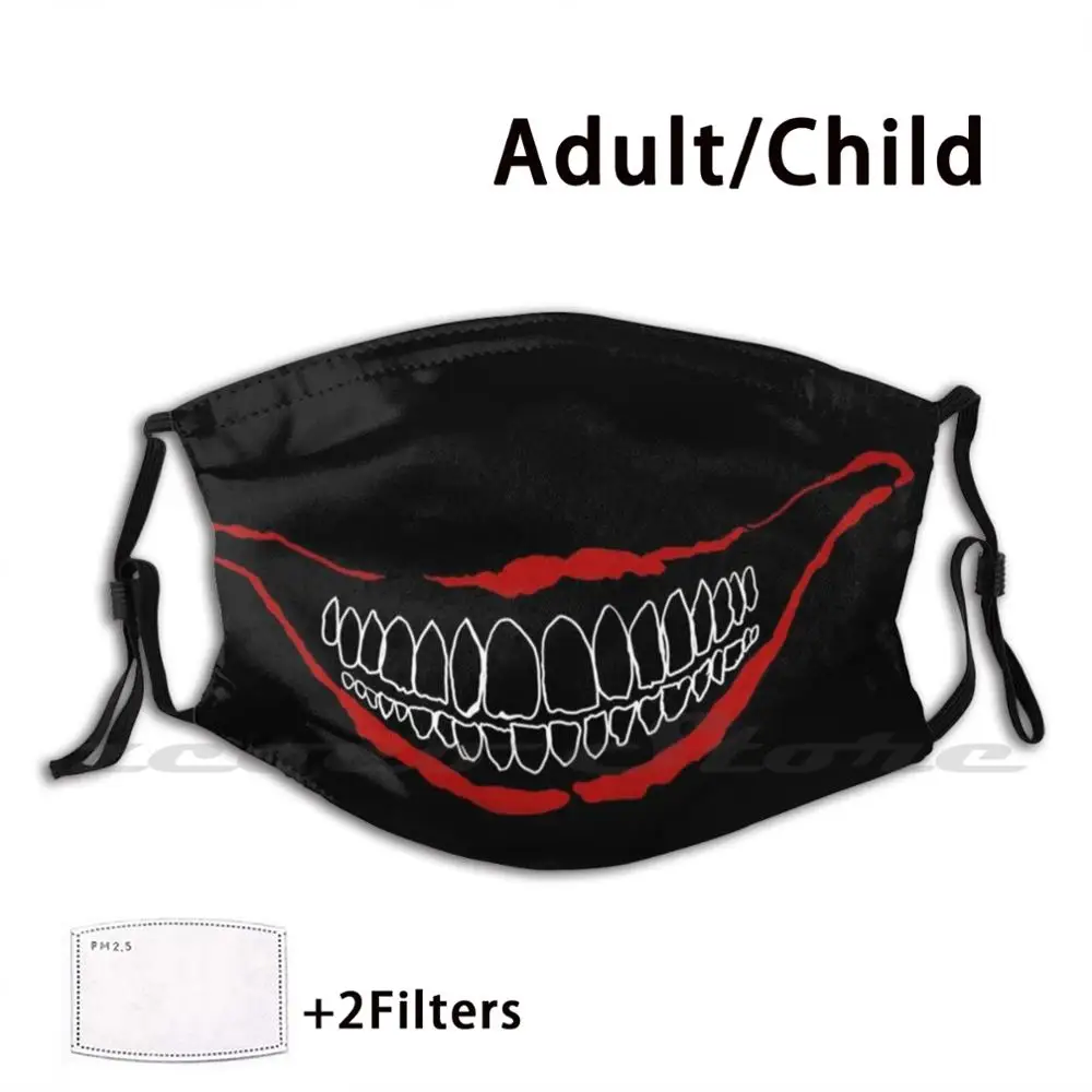 

Joker Smile Creepy Custom Pattern Washable Filter Pm2.5 Adult Kids Mask Joker Smile Creepy Lip Lips Teeth Villan Scary