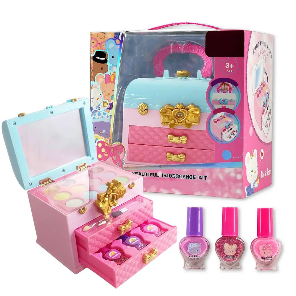 

Children Makeup Set Pretend Playing Toy Washable Cosmetics Set For Girls Birthday Gift Comes With Suitcase Water-soluble Formula