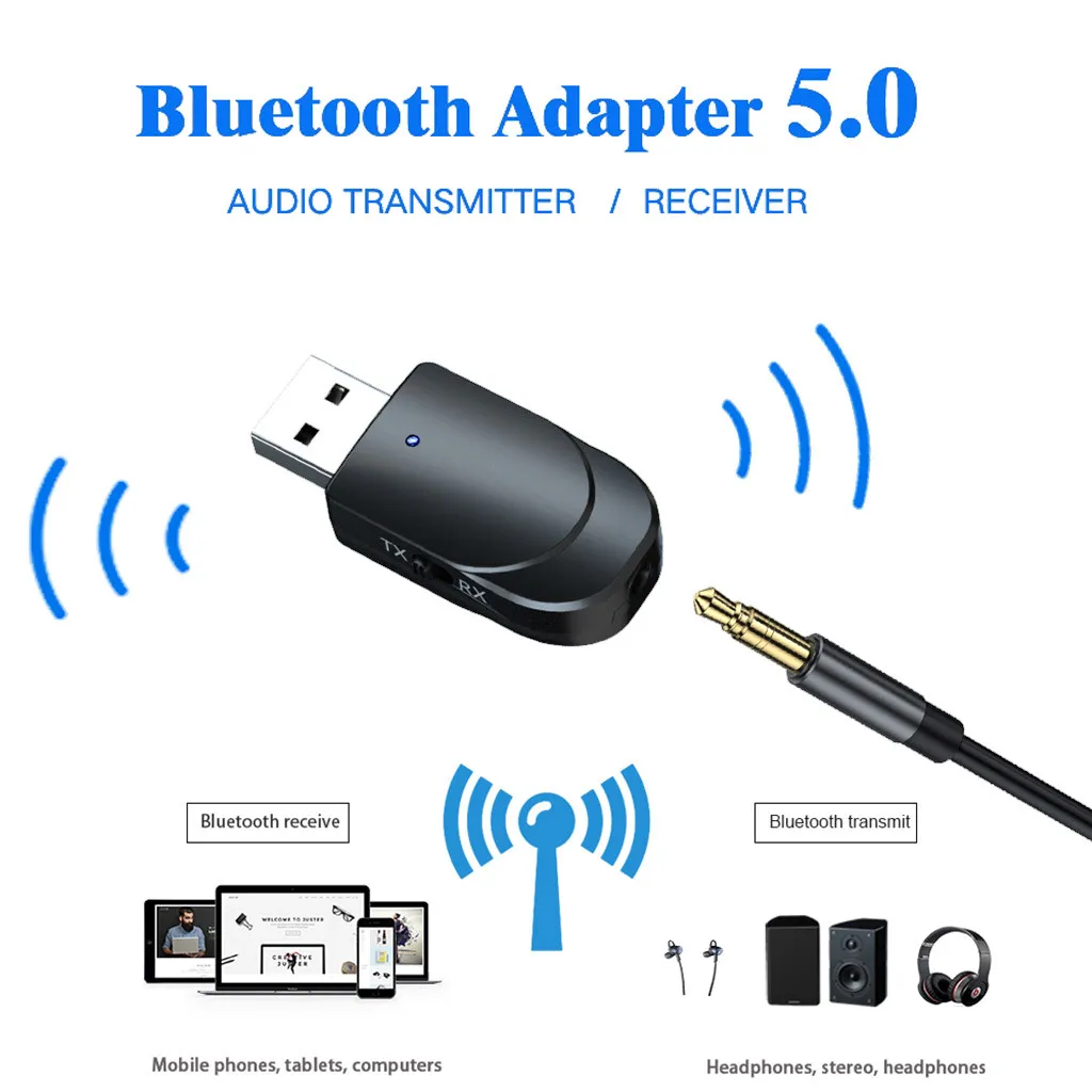 Receptor y transmisor Bluetooth KN330, 2 en 1, con interruptor USB, adaptador de transmisor de Audio Bluetooth 3,5 para TV/PC, altavoz para auriculares