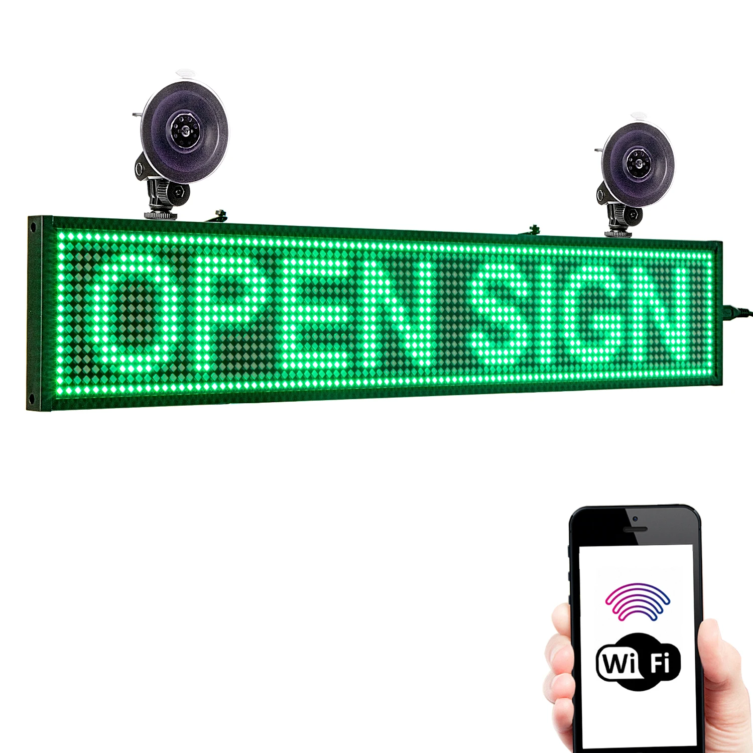 Leadleds 50Cm P5 Smd Led Display Panel Green Message Scrolling Sign Board Wifi Programmabile Per Auto Taxi Business