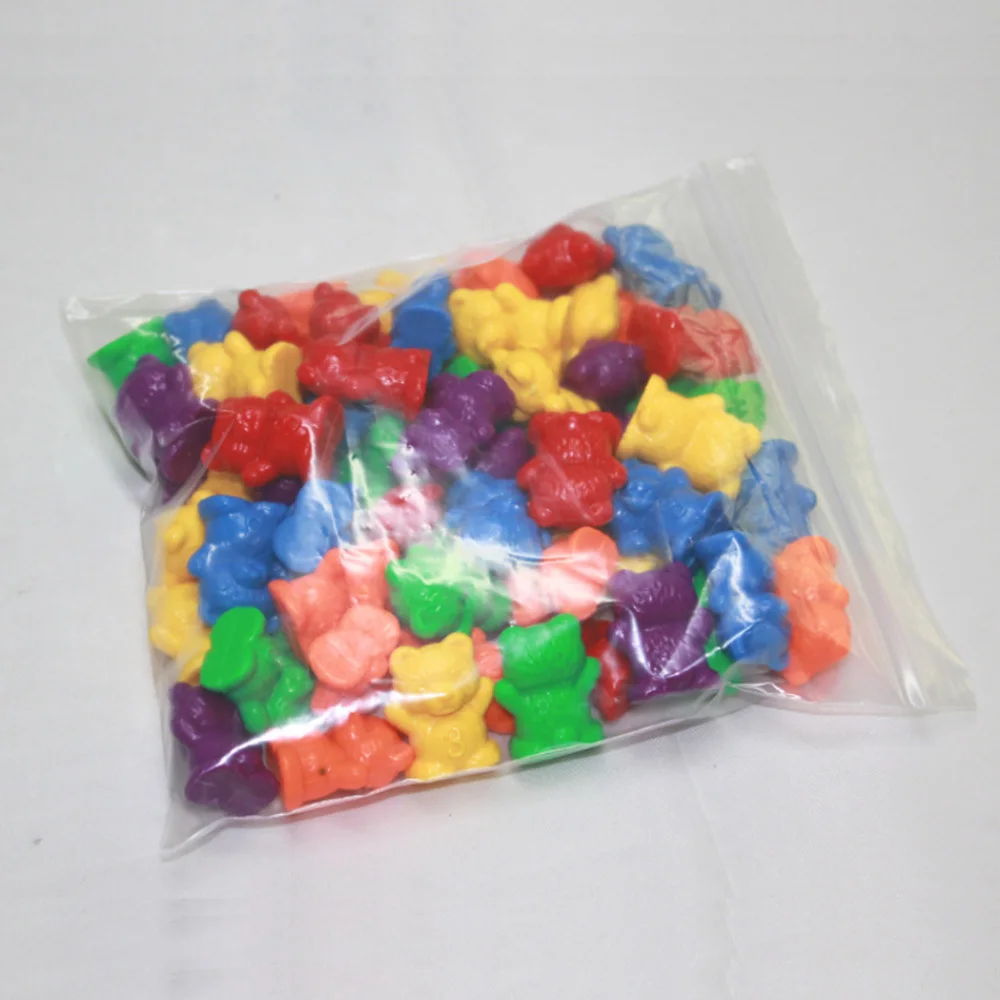 60pcs Bear Shape Weight with Scale Mark Science Education Toy Professional Kindergarten Experiment Math Color Teaching Aid