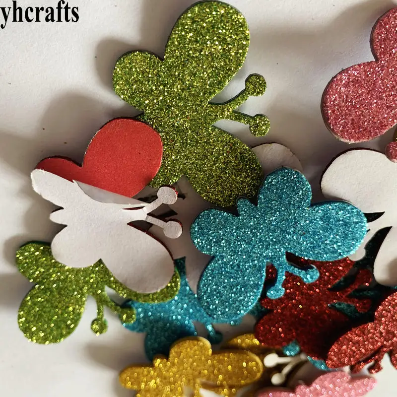 Glitter butterfly foam stickers 1bag/LOT Creative activitity items Kids room decoration Make your own handicraft DIY Cartoon Stickers Colorful Stickers Decorative Stickers Paper Stickers