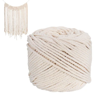 

1Pcs Durable 4Mmx100 Meters Natural Beige White Macrame Cotton Twisted Cord Rope Diy Home Textile Accessories Craft