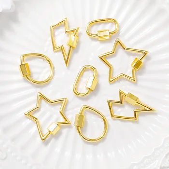 

Gold Color Copper Carabiner Charm hook Clasp For Jewelry Making Meatl Spiral Clasps Carabiners And Hooks Accessories