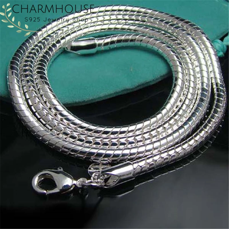 

Silver 925 Necklaces For Men Women 4mm Snake Chain Necklace Collier Choker Man Jewelry Accessories 20/24 inch Bijoux Gifts