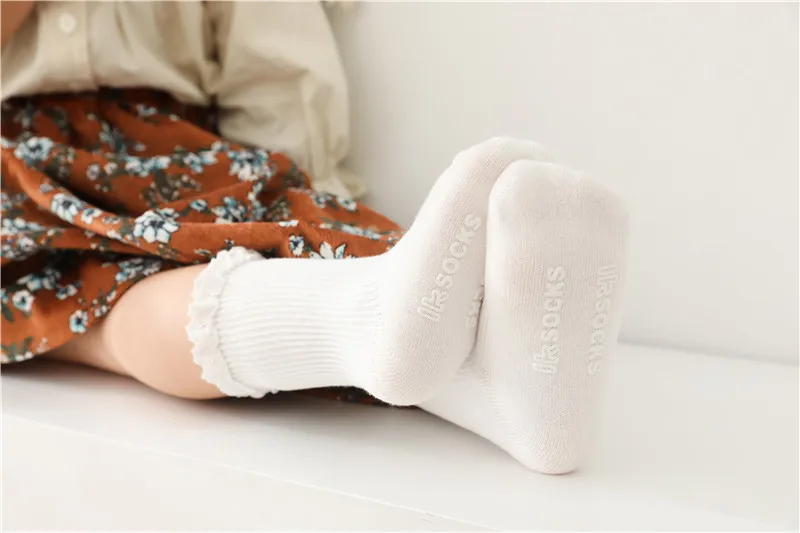 Baby Girls Socks Kids Toddlers Ruffle Knee High Long Soft Cotton Sock Lace Flower Children Infant Girl Socks For 0-5 Years