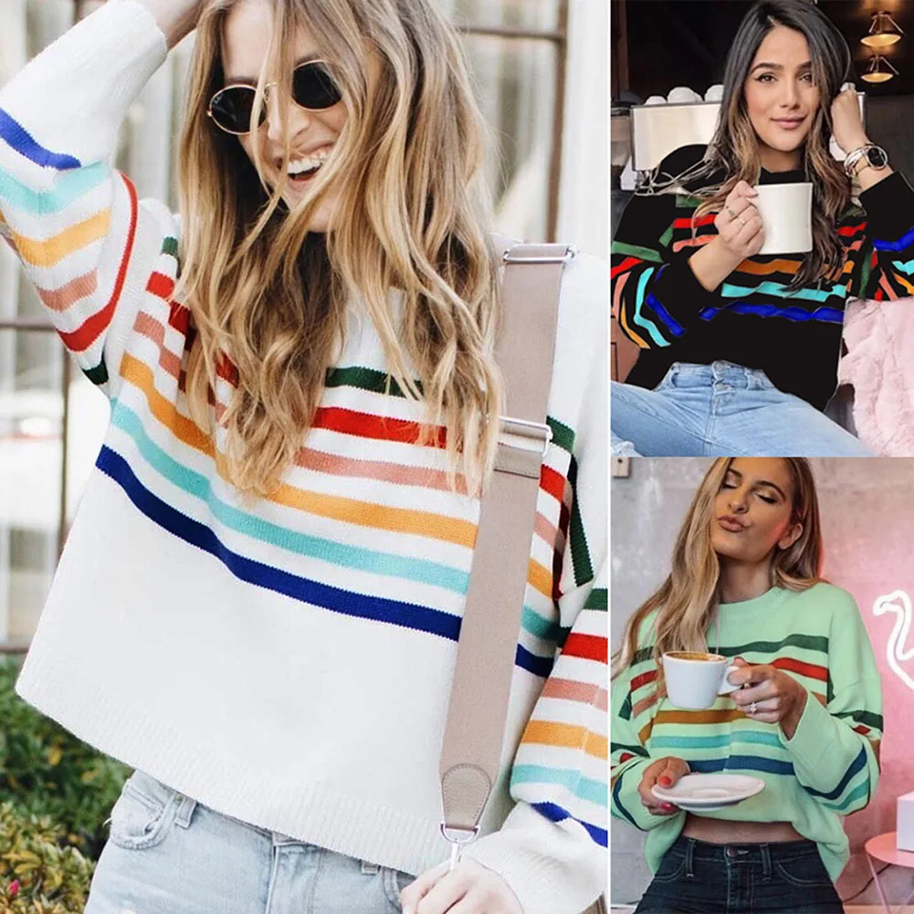 

Women's Long Sleeve Strap Colorblock Sweater Contrast knit sweater